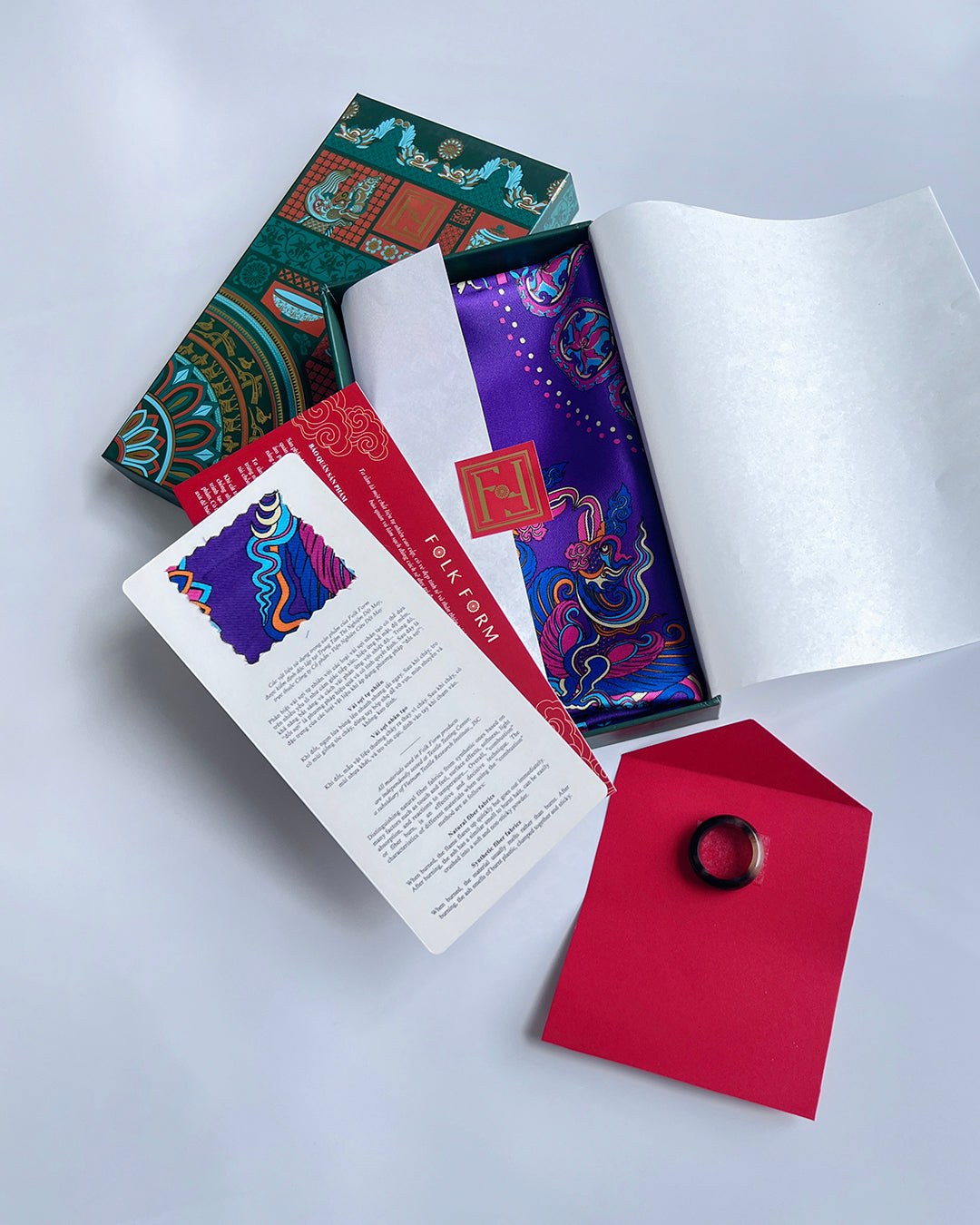 Grace Gift Set for Mom / Phoenix Dance Silk Scarf / Purple / 26x26in / 65x65cm