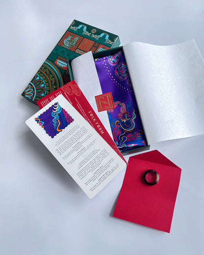 Grace Gift Set for Mom / Phoenix Dance Silk Scarf / Purple / 26x26in / 65x65cm
