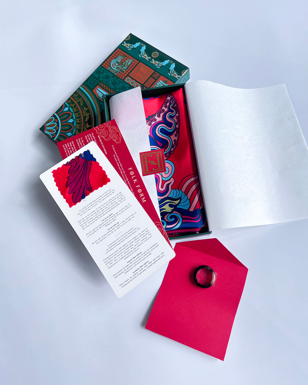 Legacy Gift Set for Mom / Dragon Dreams Silk Scarf / Red / 26x26in / 65x65cm