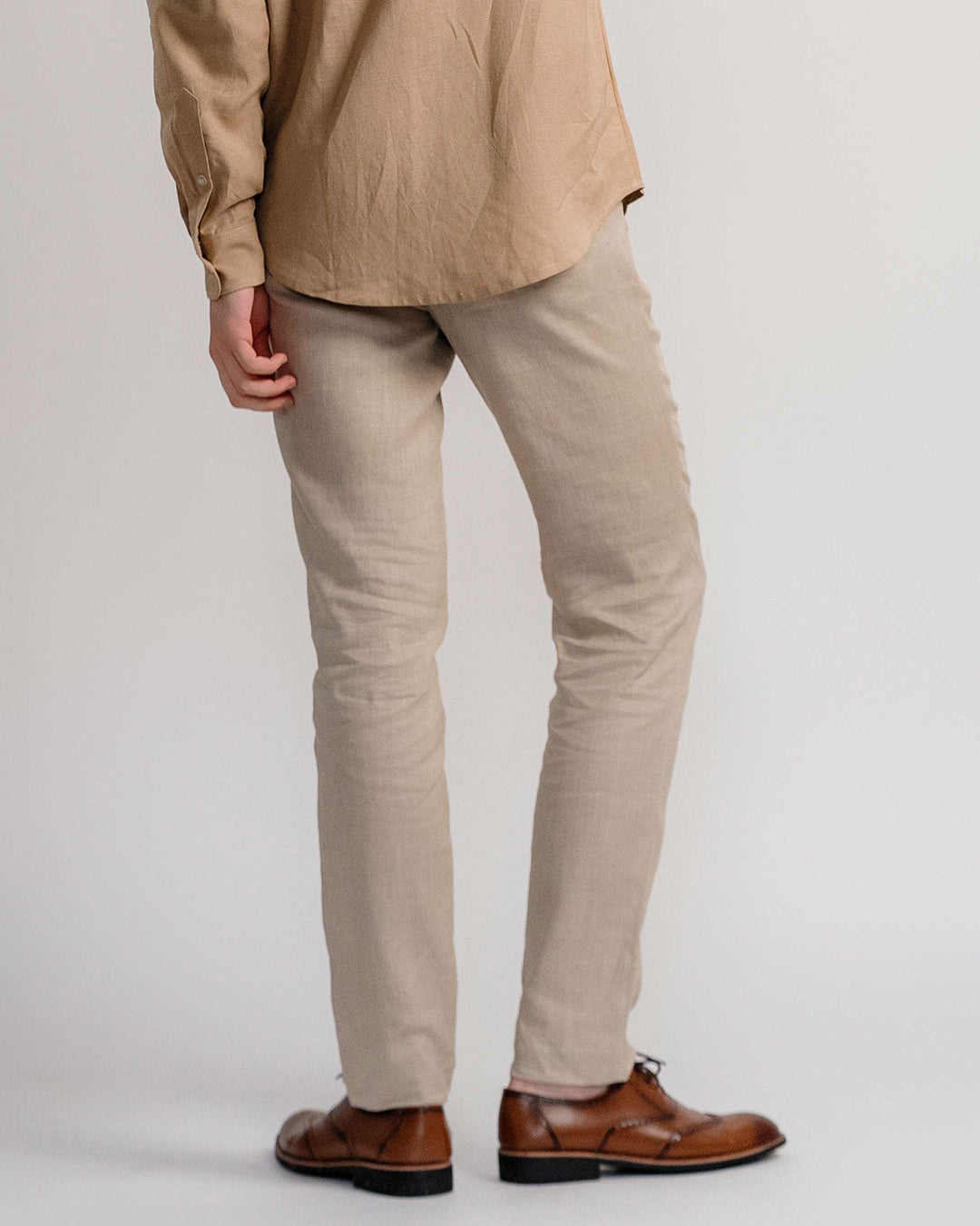 Linen Flat Front Trousers 1920s / Beige