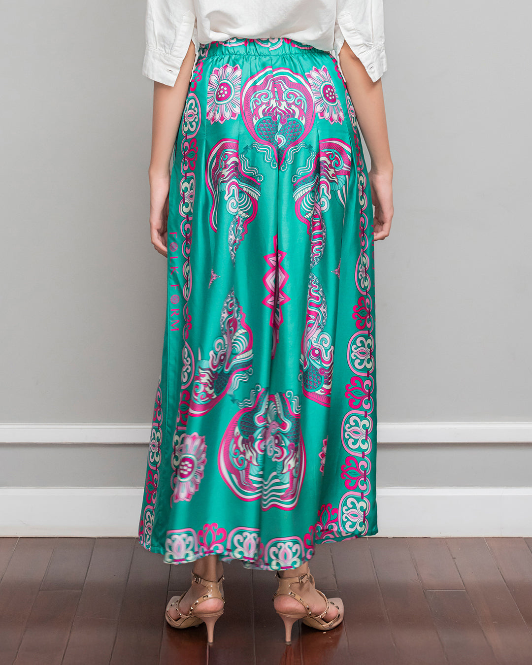 Silk Palazzo Pants 1932 / Turquoise Dragon Of Grace