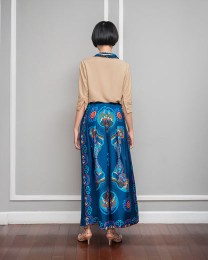 Silk Palazzo Pants 1932 / Navy Blue Dragon Of Grace