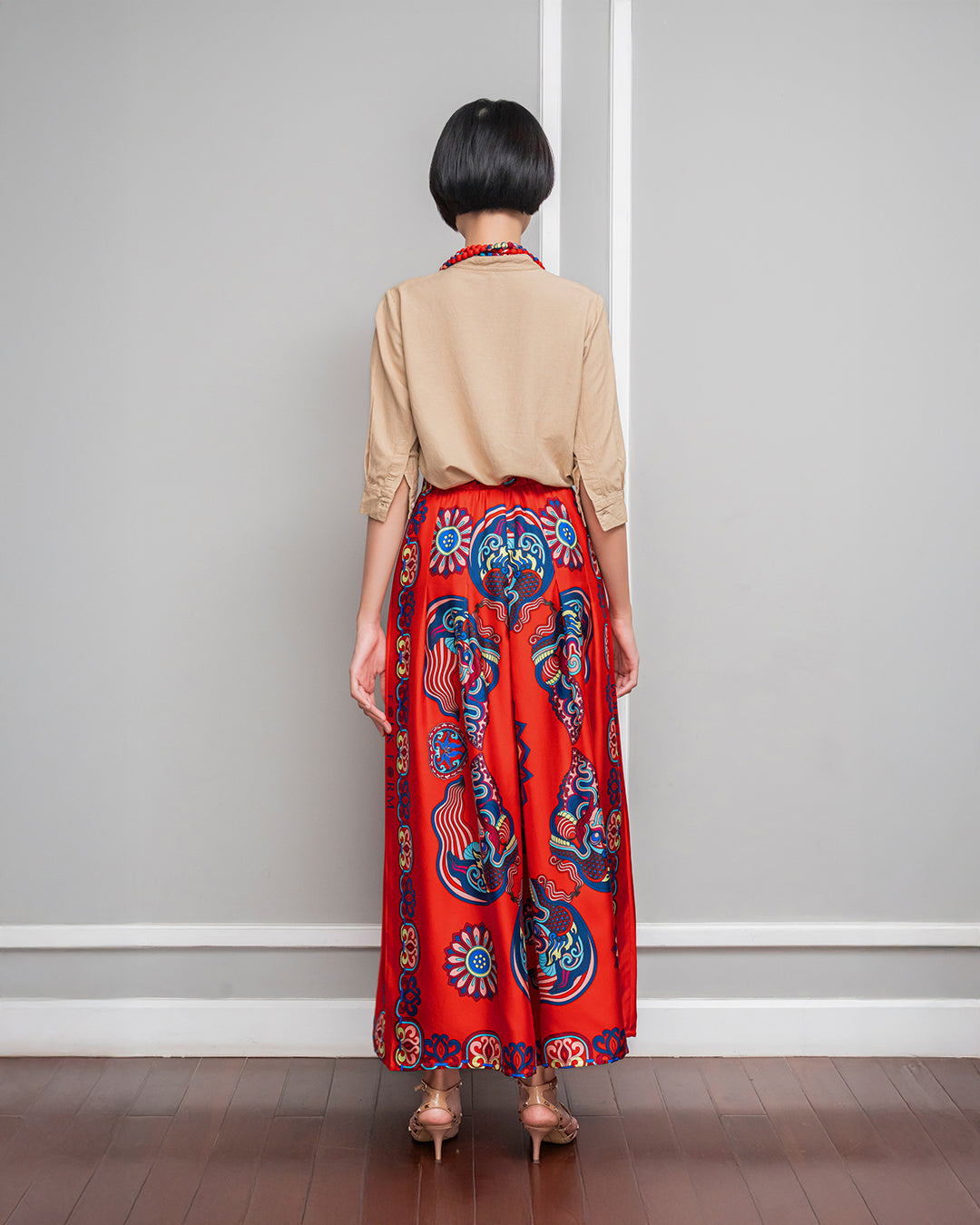 Silk Palazzo Pants 1932 / Red Dragon Of Grace