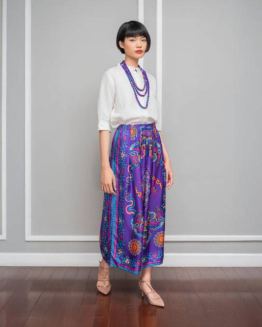 Silk Palazzo Pants 1932 / Purple Phoenix Dance