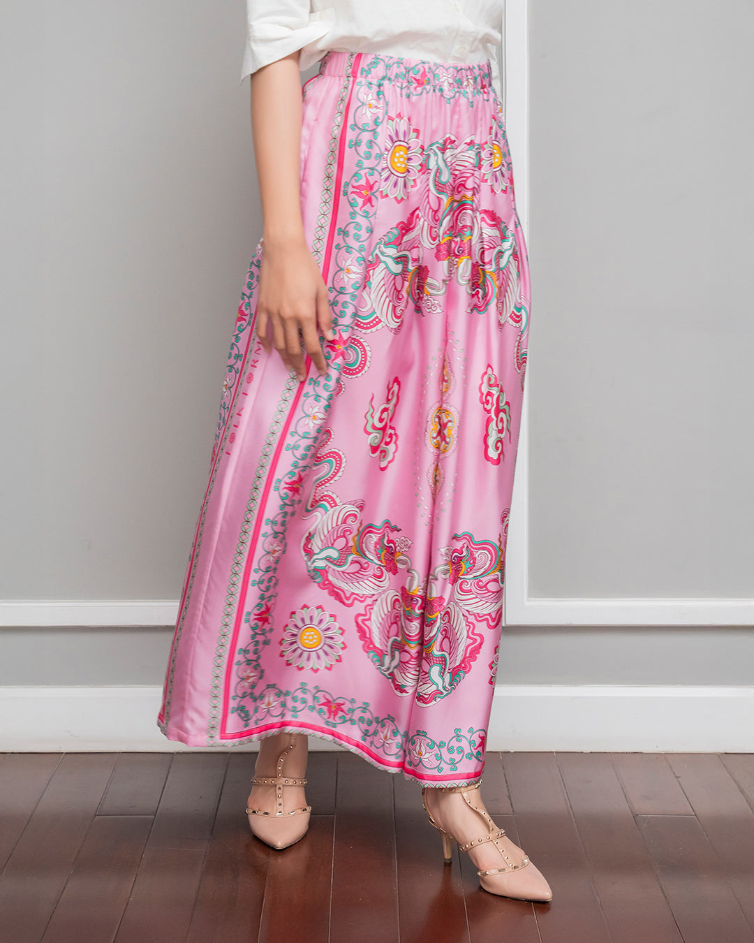Silk Palazzo Pants 1932 / Pink Phoenix Dance