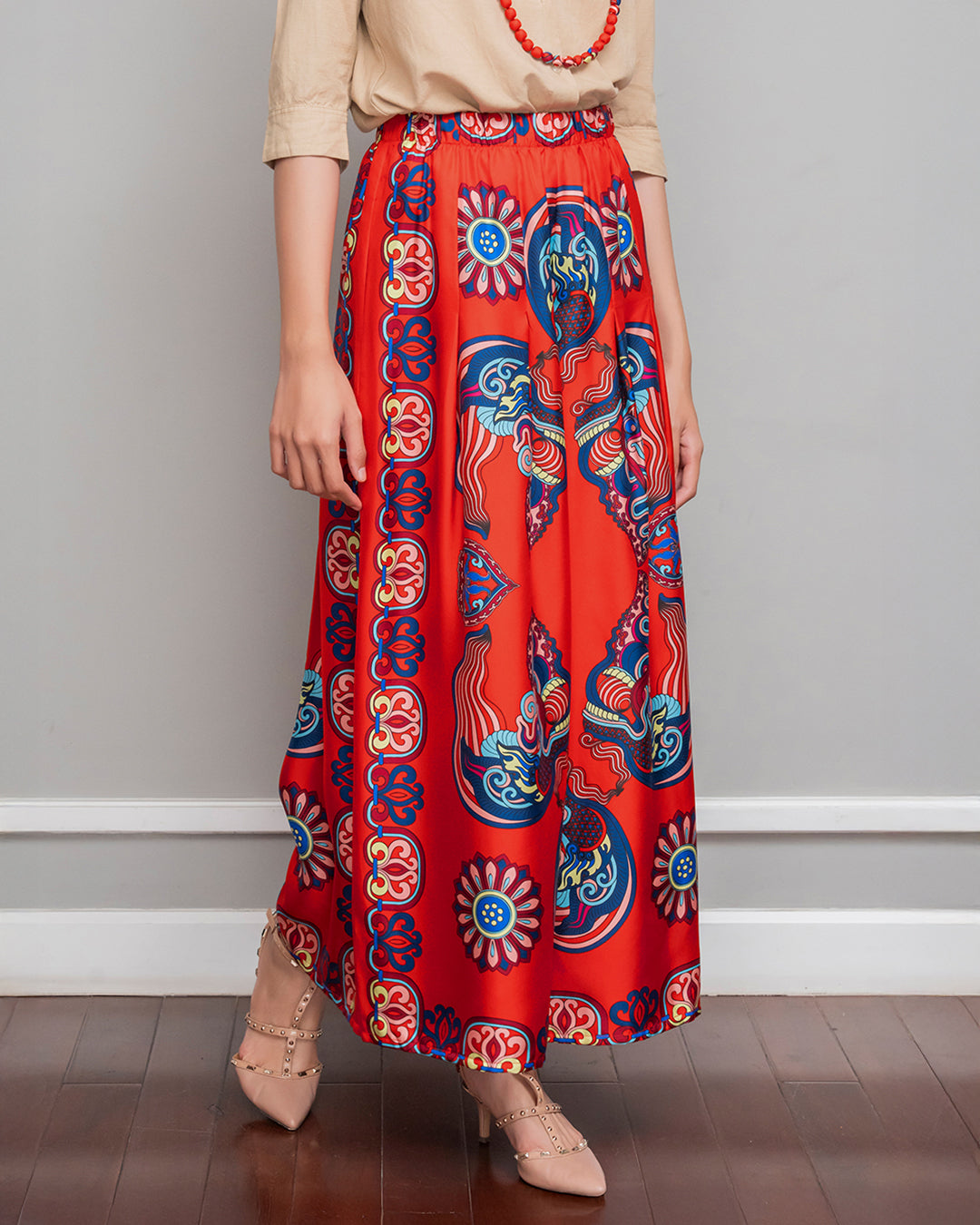 Silk Palazzo Pants 1932 / Red Dragon Of Grace