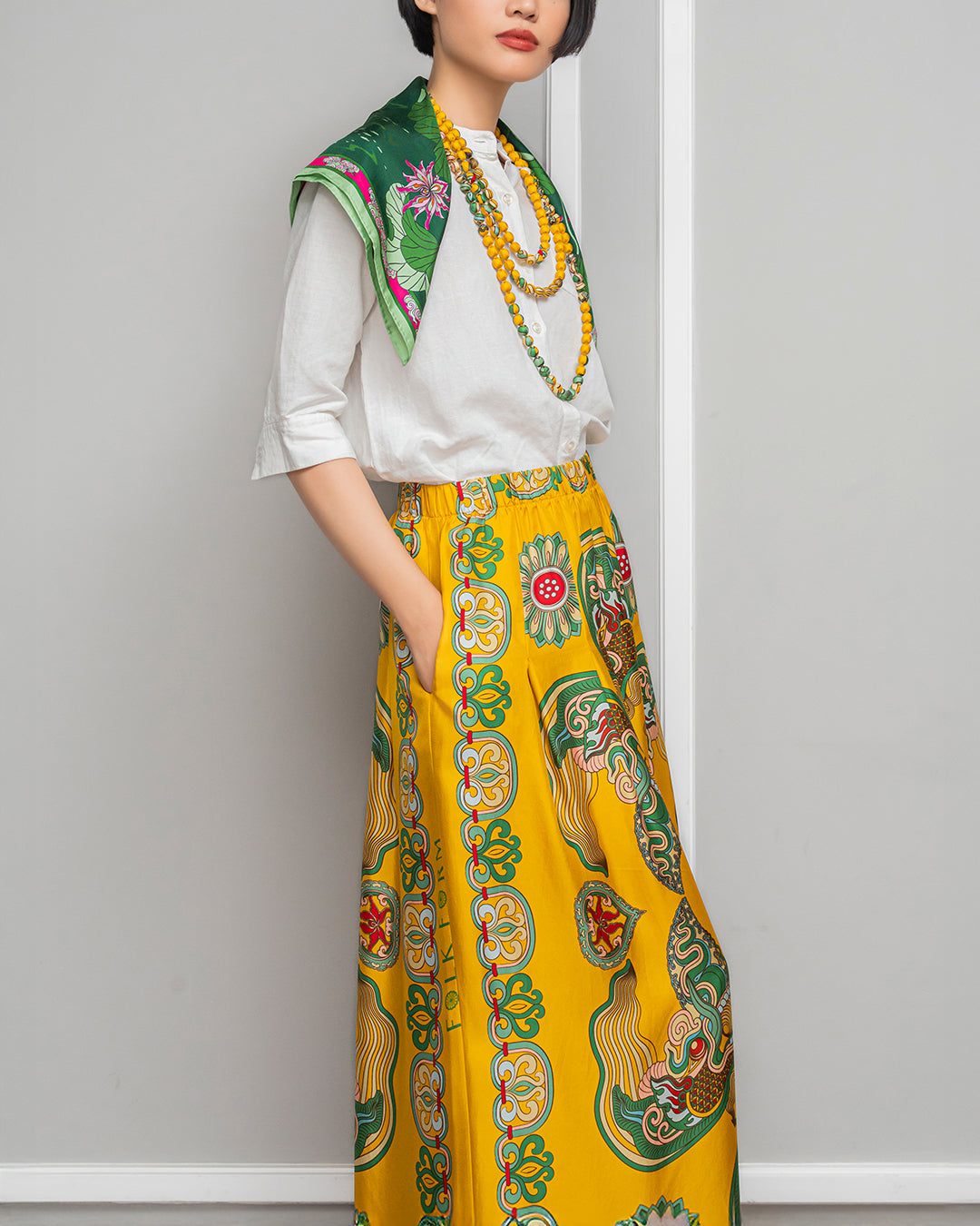 Silk Palazzo Pants 1932 / Yellow Dragon Of Grace
