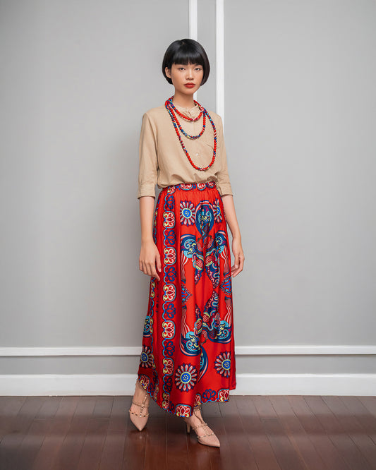 Silk Palazzo Pants 1932 / Red Dragon Of Grace