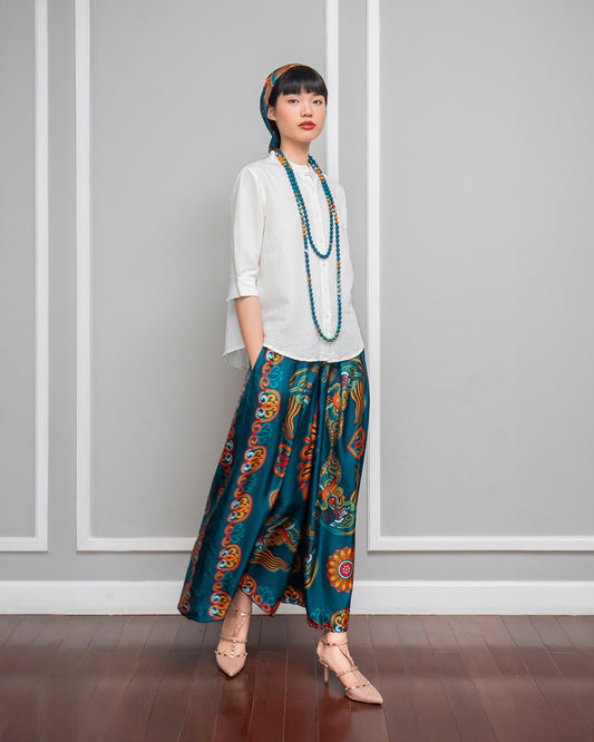 Silk Palazzo Pants 1932 / Mallard Green Dragon Of Grace