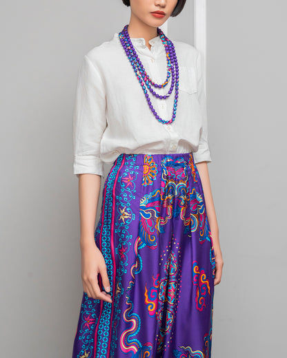 Silk Palazzo Pants 1932 / Purple Phoenix Dance