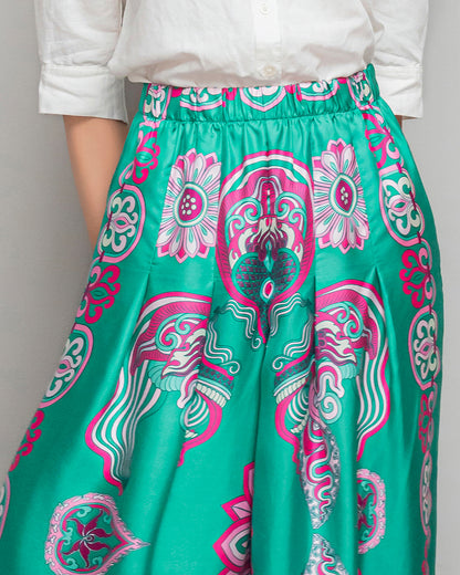 Silk Palazzo Pants 1932 / Turquoise Dragon Of Grace