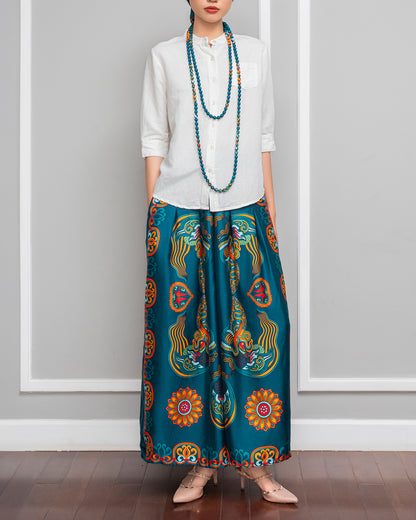 Silk Palazzo Pants 1932 / Mallard Green Dragon Of Grace