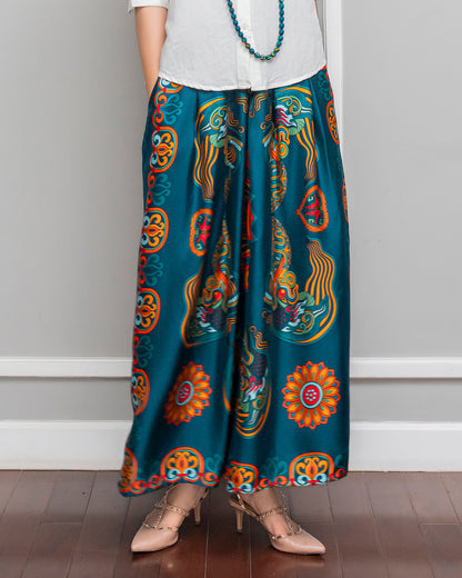Silk Palazzo Pants 1932 / Mallard Green Dragon Of Grace