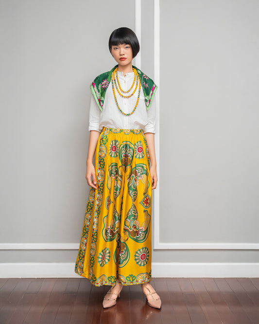 Silk Palazzo Pants 1932 / Yellow Dragon Of Grace