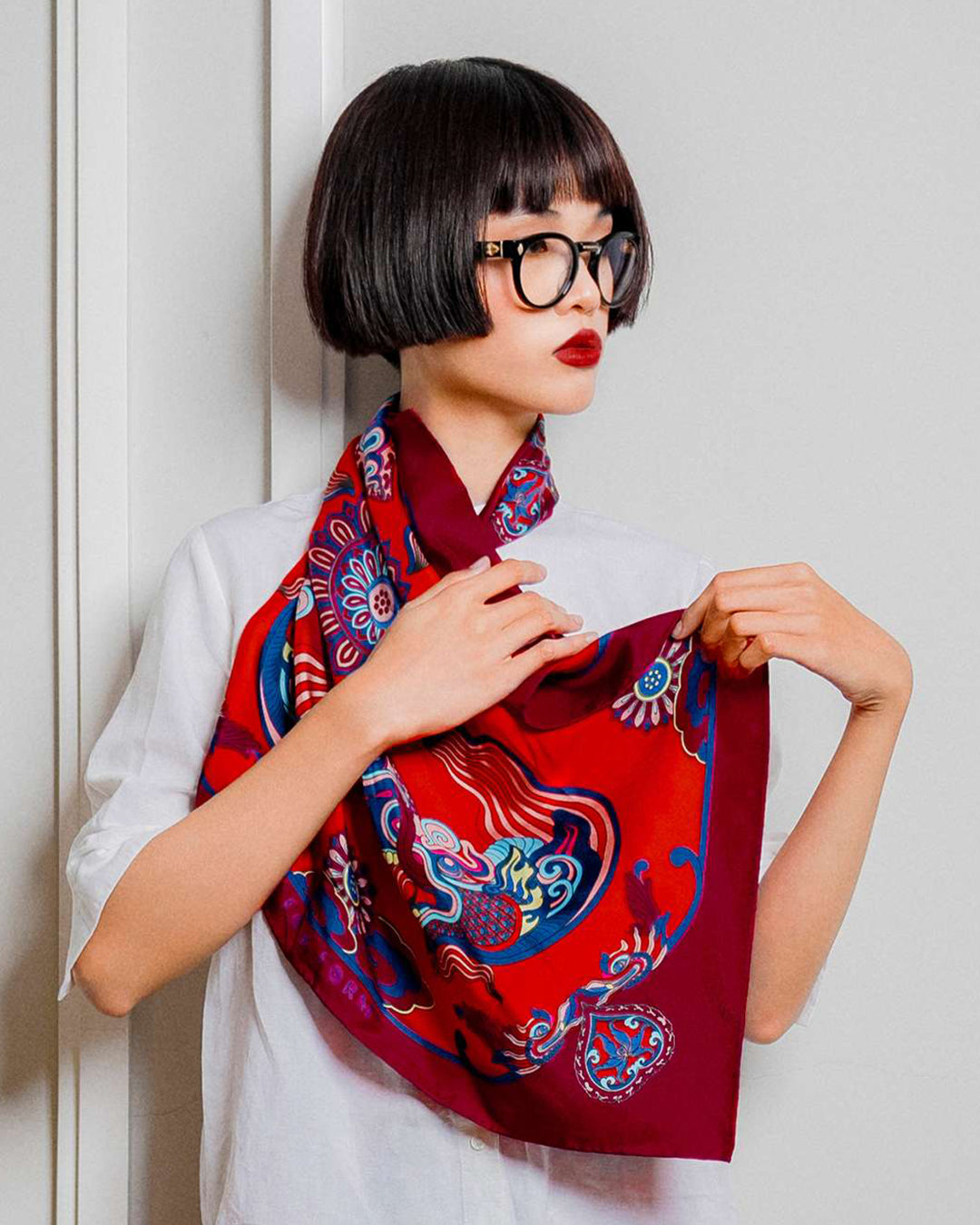Legacy Gift Set for Mom / Dragon Dreams Silk Scarf / Red / 26x26in / 65x65cm