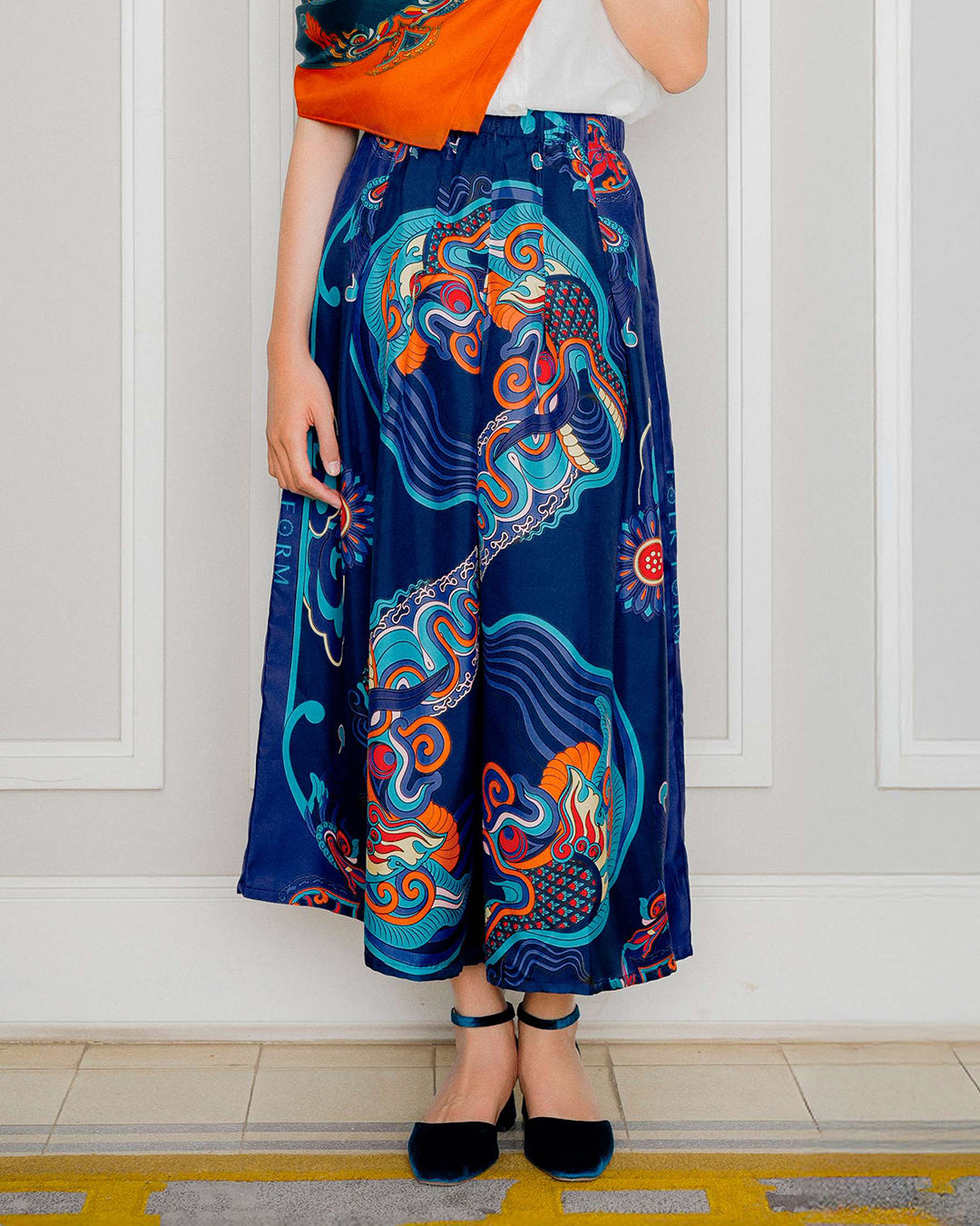 Silk Palazzo Pants 1932 / Navy Blue Dragon Dreams
