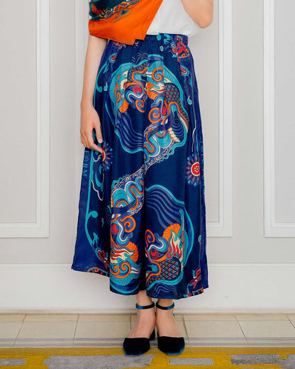 Silk Palazzo Pants 1932 / Navy Blue Dragon Dreams