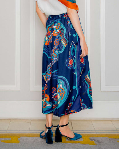 Silk Palazzo Pants 1932 / Navy Blue Dragon Dreams