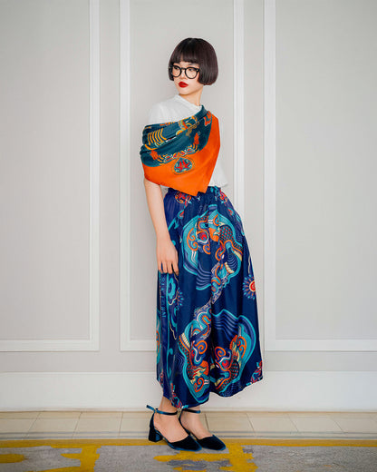 Silk Palazzo Pants 1932 / Navy Blue Dragon Dreams