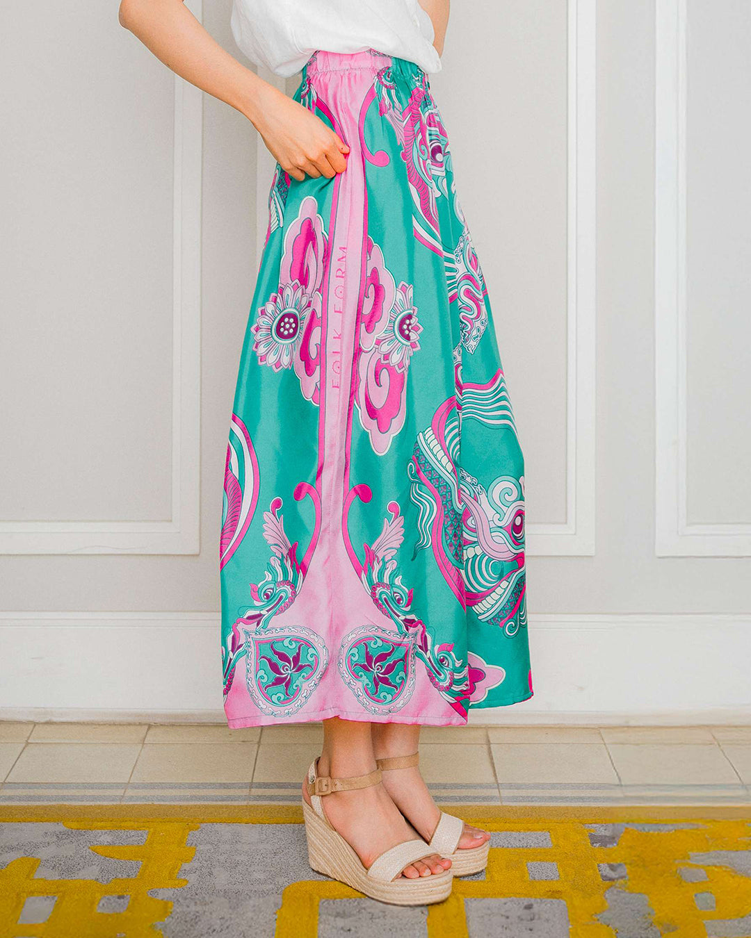 Silk Palazzo Pants 1932 / Pink & Turquoise Dragon Dreams