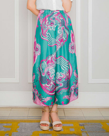 Silk Palazzo Pants 1932 / Pink & Turquoise Dragon Dreams