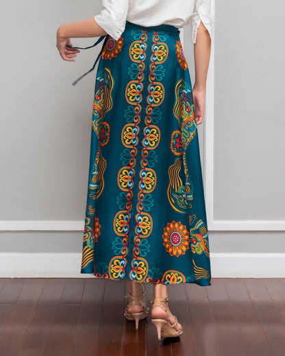 Silk Midi Wrap Skirt 3900BC / Mallard Green Dragon Of Grace