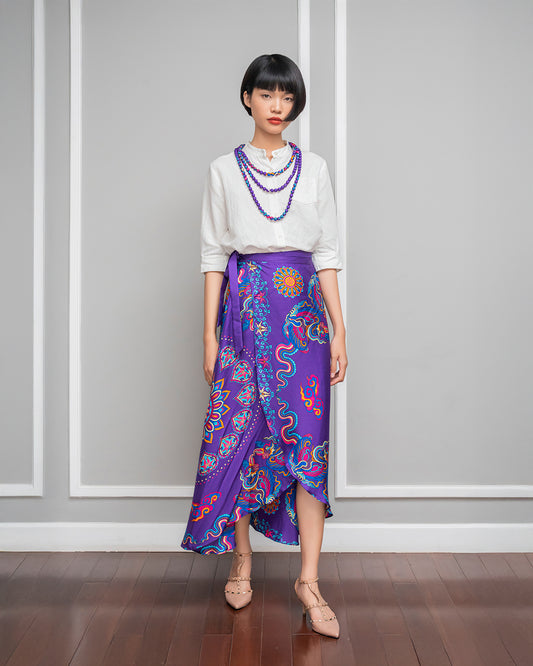 Silk Midi Wrap Skirt 3900BC / Purple Phoenix Dance