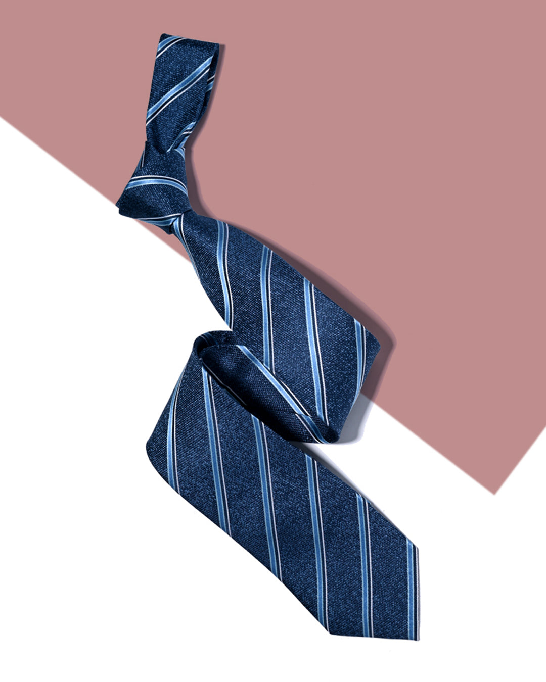Gift for Dad/ Silk Necktie with Diagonal Stripe Pattern / Blue / 8cm × 145cm