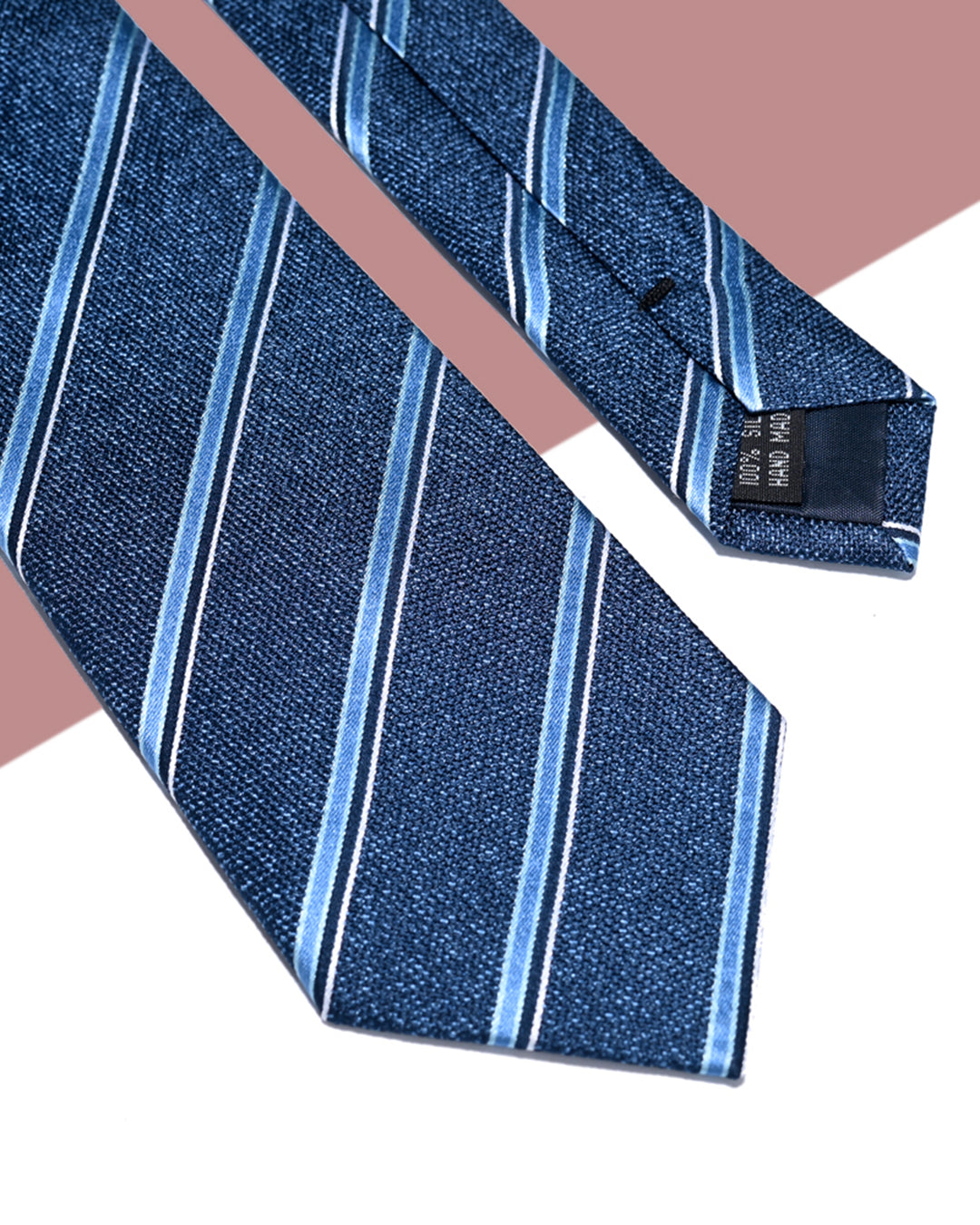 Gift for Dad/ Silk Necktie with Diagonal Stripe Pattern / Blue / 8cm × 145cm