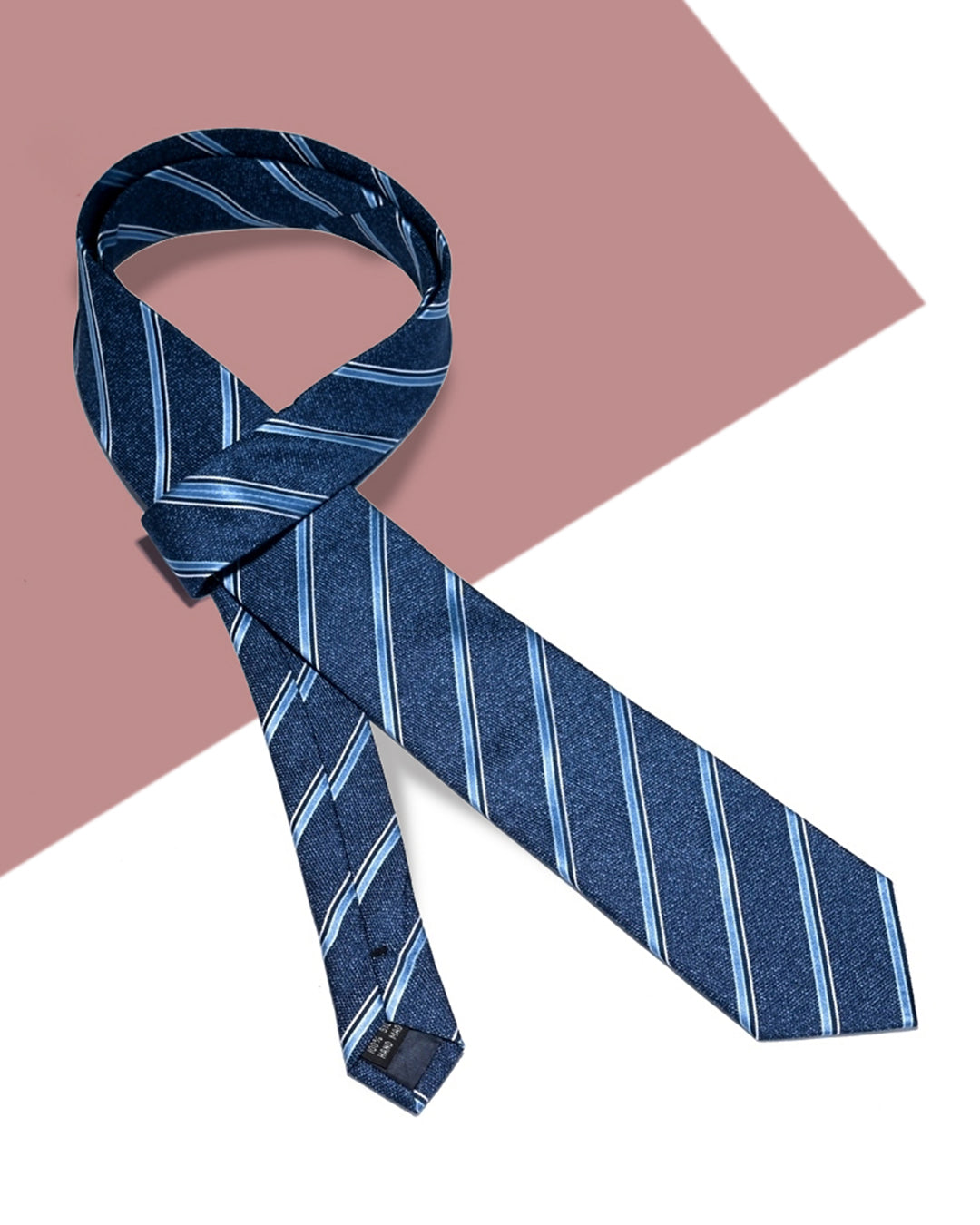 Gift for Dad/ Silk Necktie with Diagonal Stripe Pattern / Blue / 8cm × 145cm