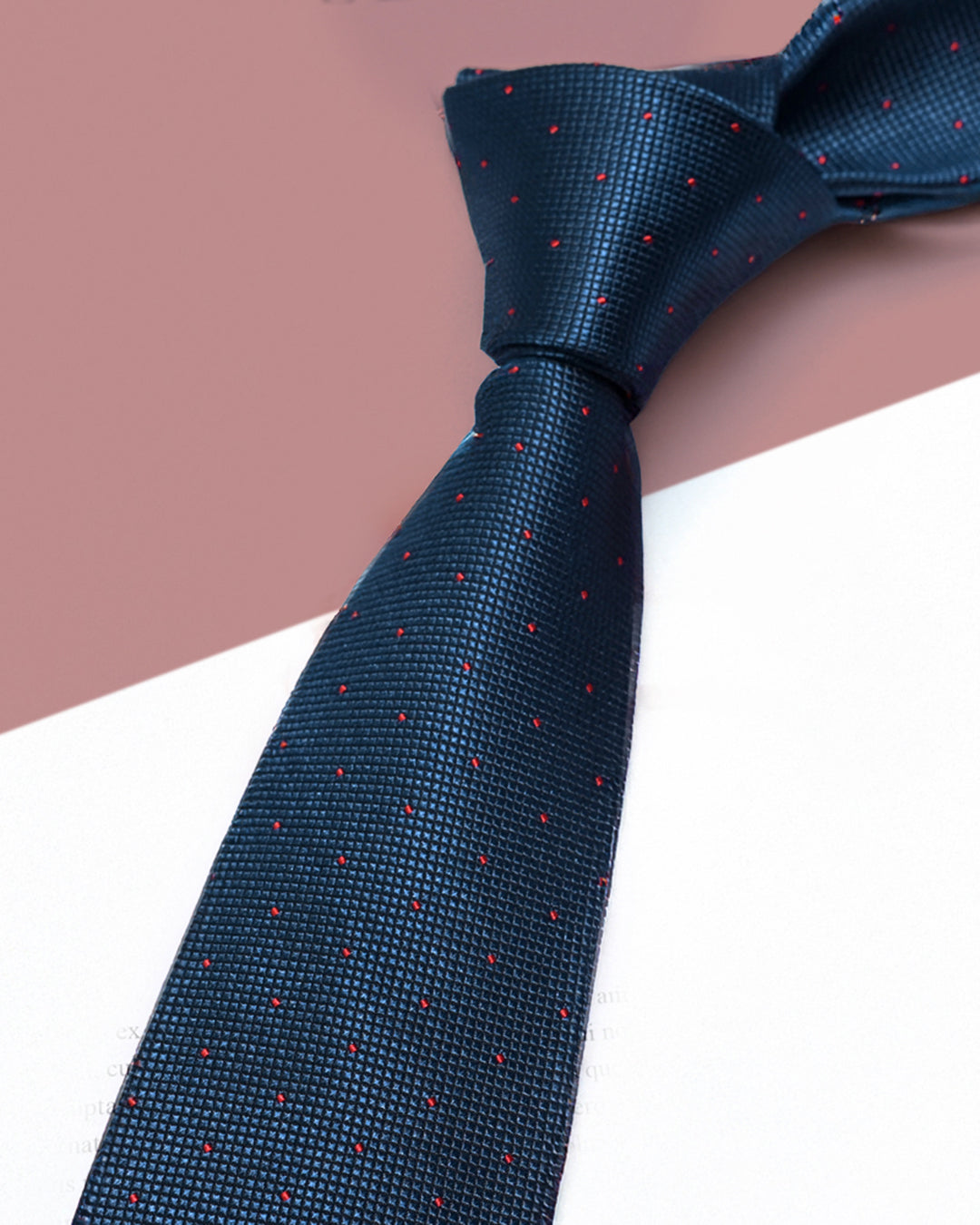 Gift for Dad/ Silk Necktie with Polka Dot Pattern / Navy Blue / 8cm × 145cm