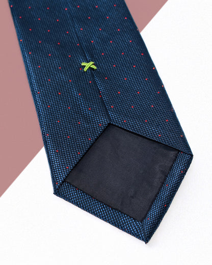 Gift for Dad/ Silk Necktie with Polka Dot Pattern / Navy Blue / 8cm × 145cm