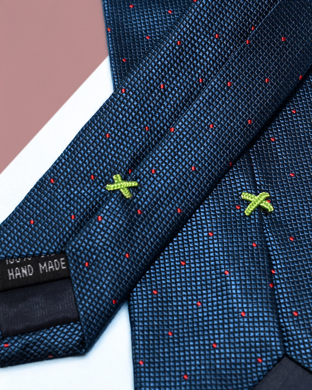 Gift for Dad/ Silk Necktie with Polka Dot Pattern / Navy Blue / 8cm × 145cm