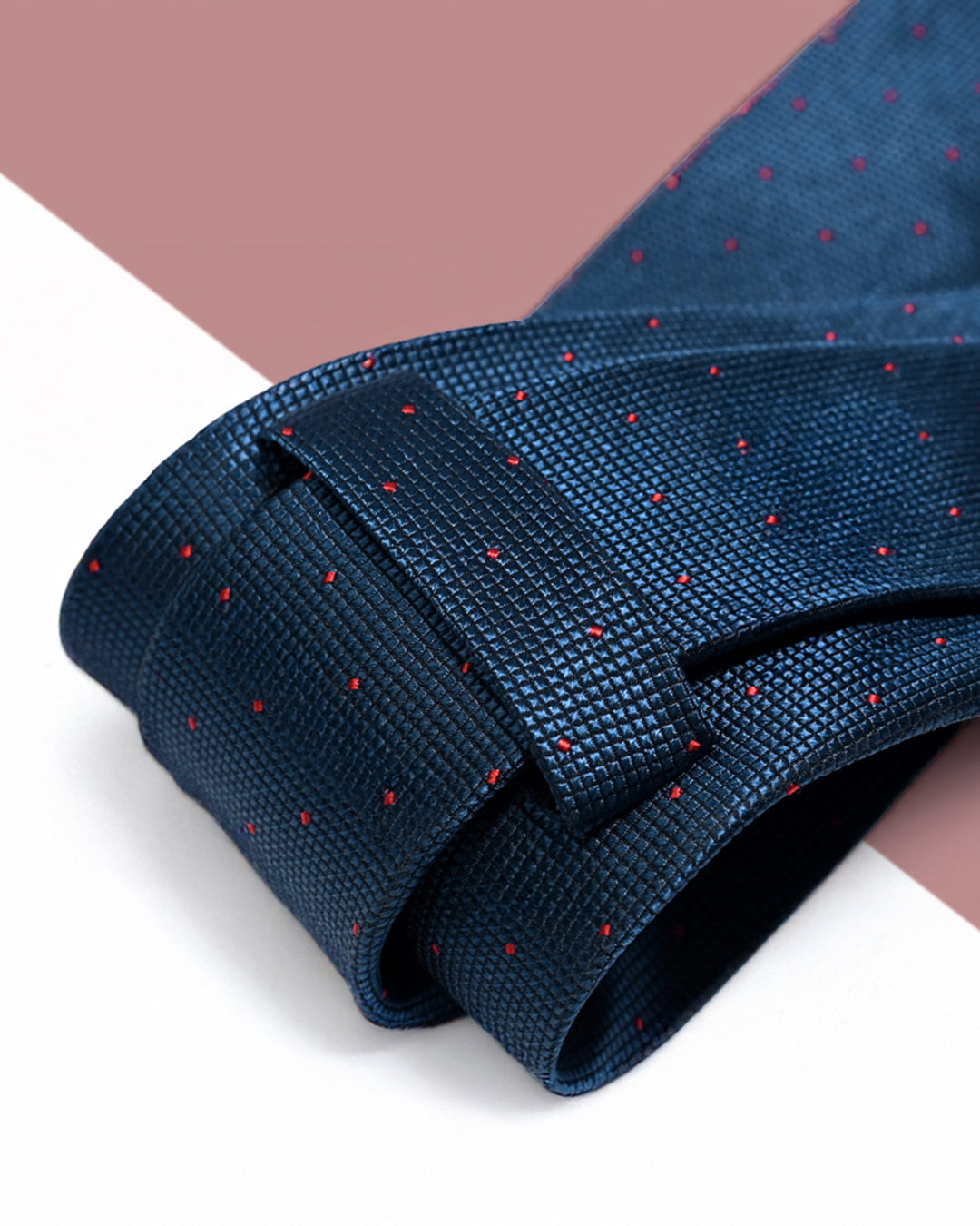 Gift for Dad/ Silk Necktie with Polka Dot Pattern / Navy Blue / 8cm × 145cm