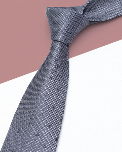 Gift for Dad/ Silk Necktie with Raised Dot Pattern / Gray / 8cm × 145cm