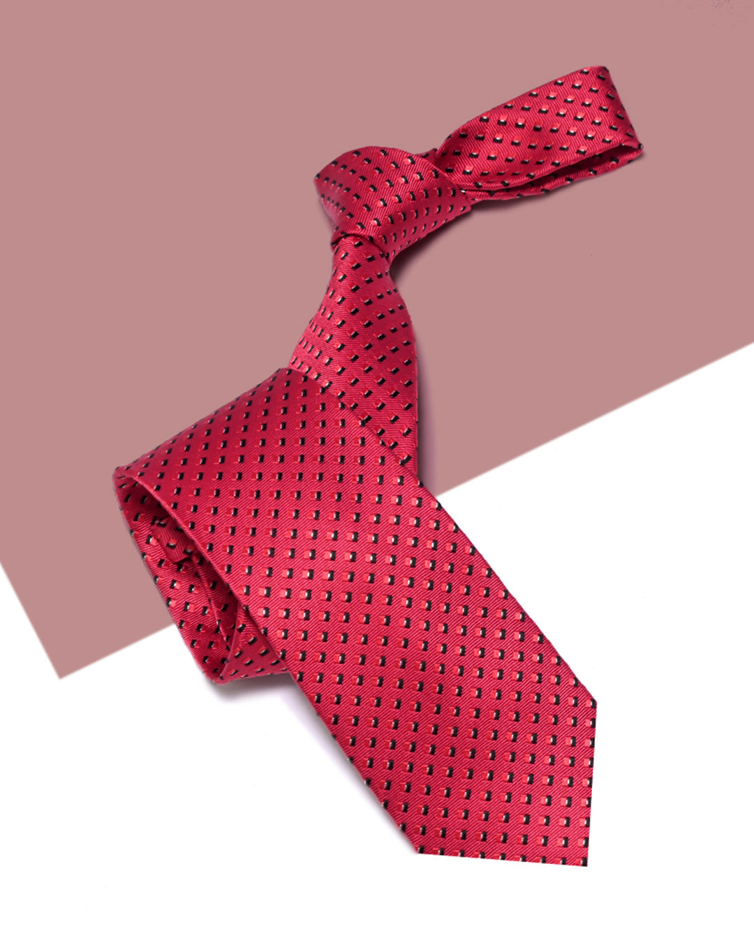 Gift for Dad/ Silk Necktie with Geometric Pattern / Red / 8cm × 145cm