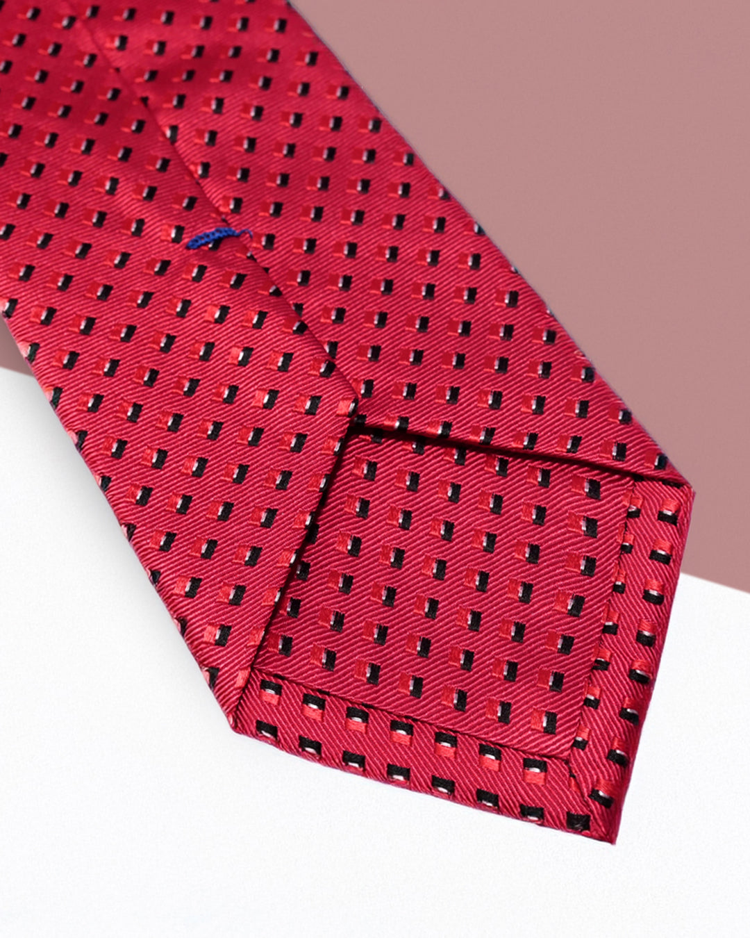 Gift for Dad/ Silk Necktie with Geometric Pattern / Red / 8cm × 145cm