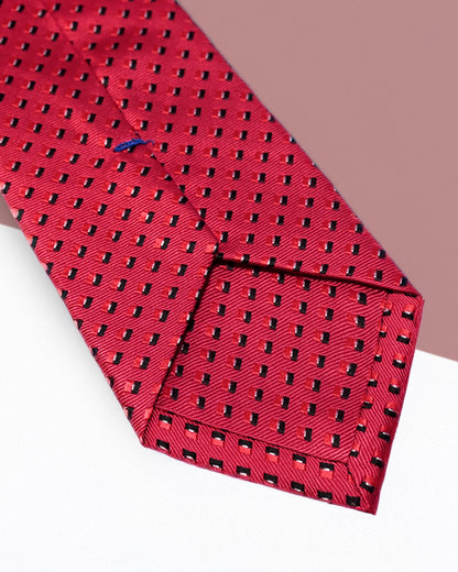 Gift for Dad/ Silk Necktie with Geometric Pattern / Red / 8cm × 145cm
