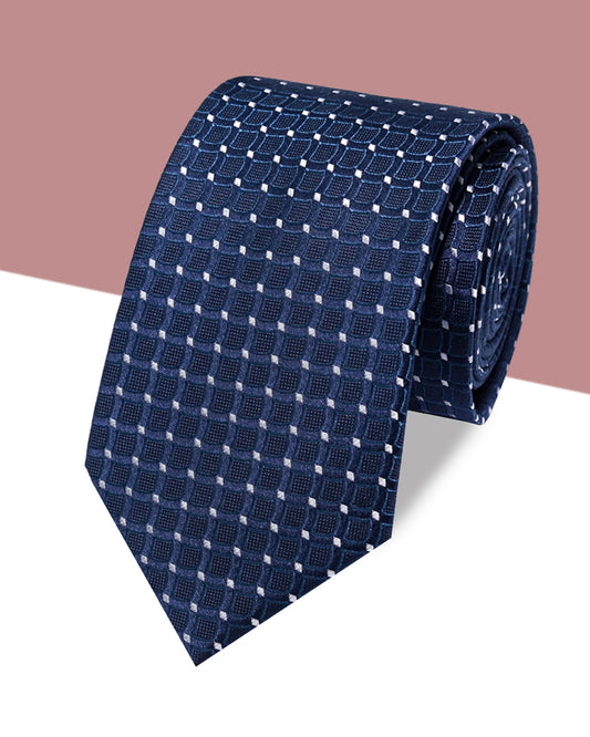 Gift for Dad/ Silk Necktie with Raised Mesh Pattern / Navy Blue / 8cm × 145cm