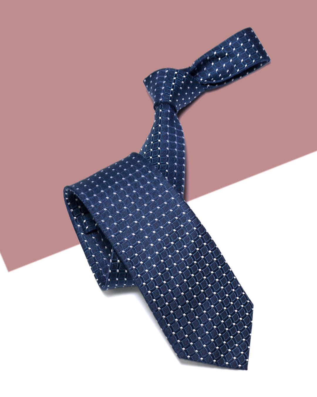 Gift for Dad/ Silk Necktie with Raised Mesh Pattern / Navy Blue / 8cm × 145cm
