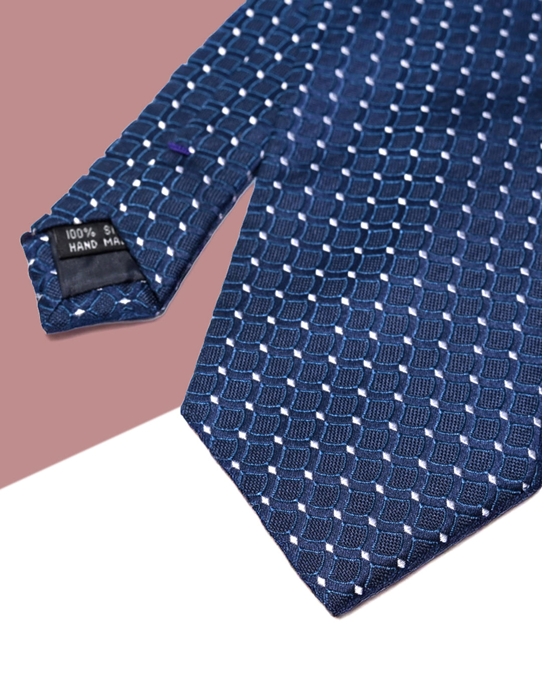 Gift for Dad/ Silk Necktie with Raised Mesh Pattern / Navy Blue / 8cm × 145cm