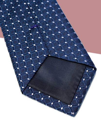 Gift for Dad/ Silk Necktie with Raised Mesh Pattern / Navy Blue / 8cm × 145cm