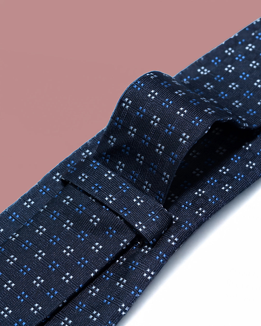 Gift for Dad/ Silk Necktie with Square Dot Pattern / Navy Blue / 8cm × 145cm