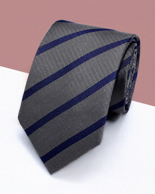 Gift for Dad/ Silk Necktie with Diagonal Stripe Pattern / Gray / 8cm × 145cm