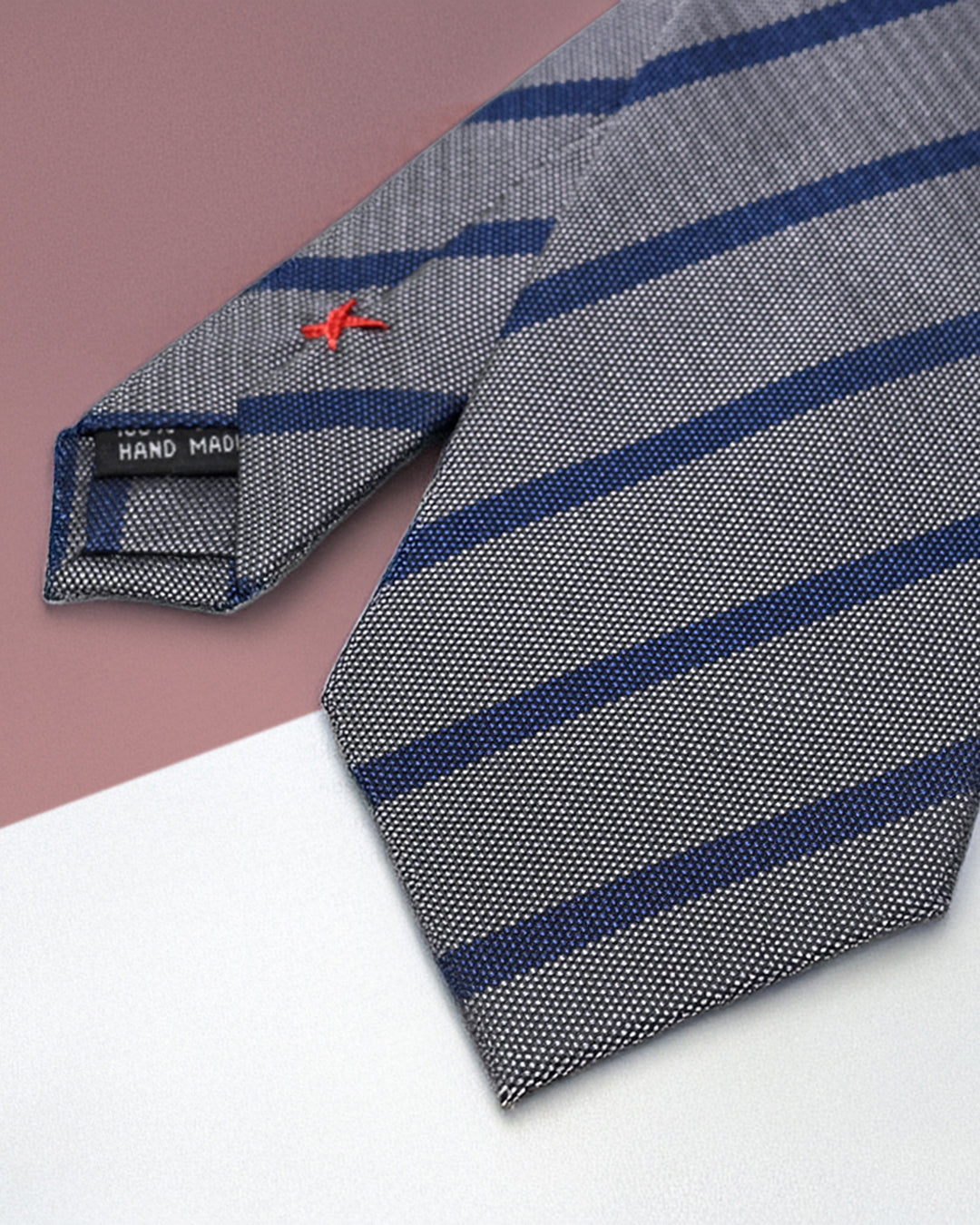Gift for Dad/ Silk Necktie with Diagonal Stripe Pattern / Gray / 8cm × 145cm