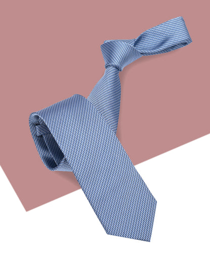 Gift for Dad/ Silk Necktie with Woven Pattern / Light Blue / 8cm × 145cm