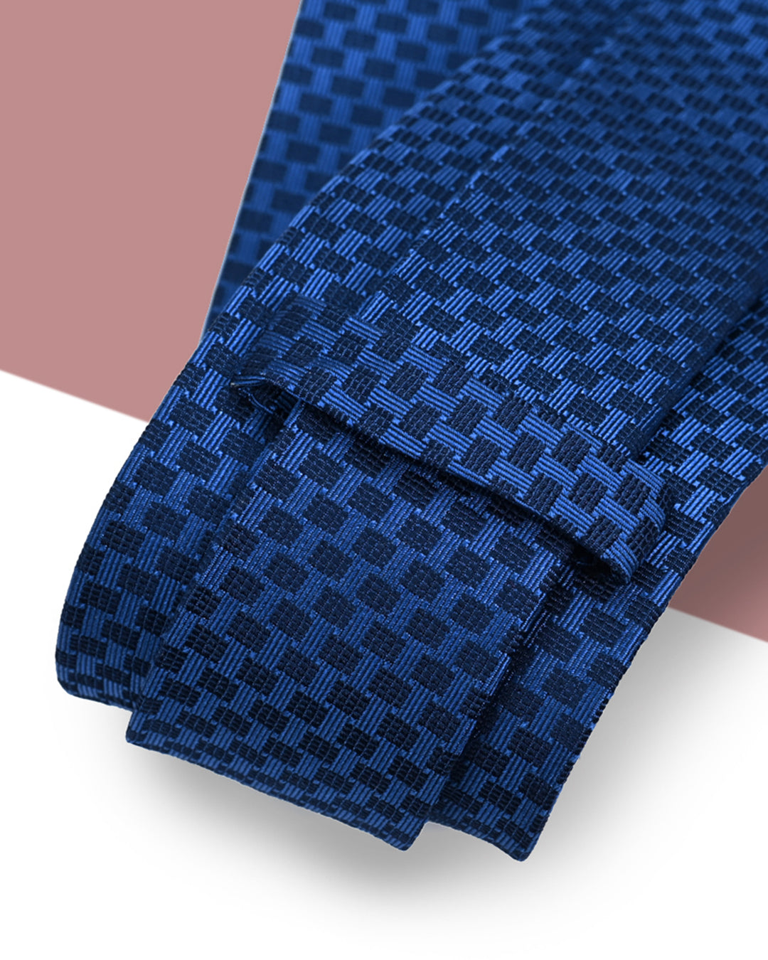 Gift for Dad/ Silk Necktie with Checkered Pattern / Blue / 8cm × 145cm
