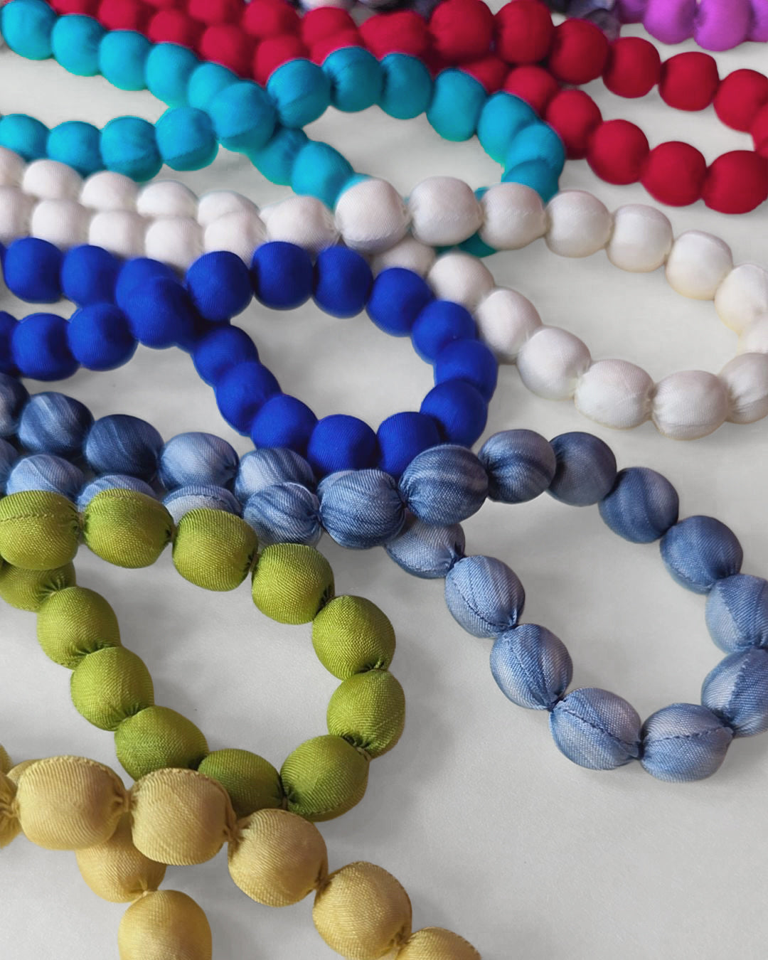 Silk Wrapped Bead Necklace for Women - 32 Inch
