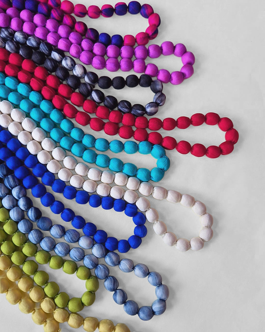 Silk Wrapped Bead Necklace for Women - 32 Inch