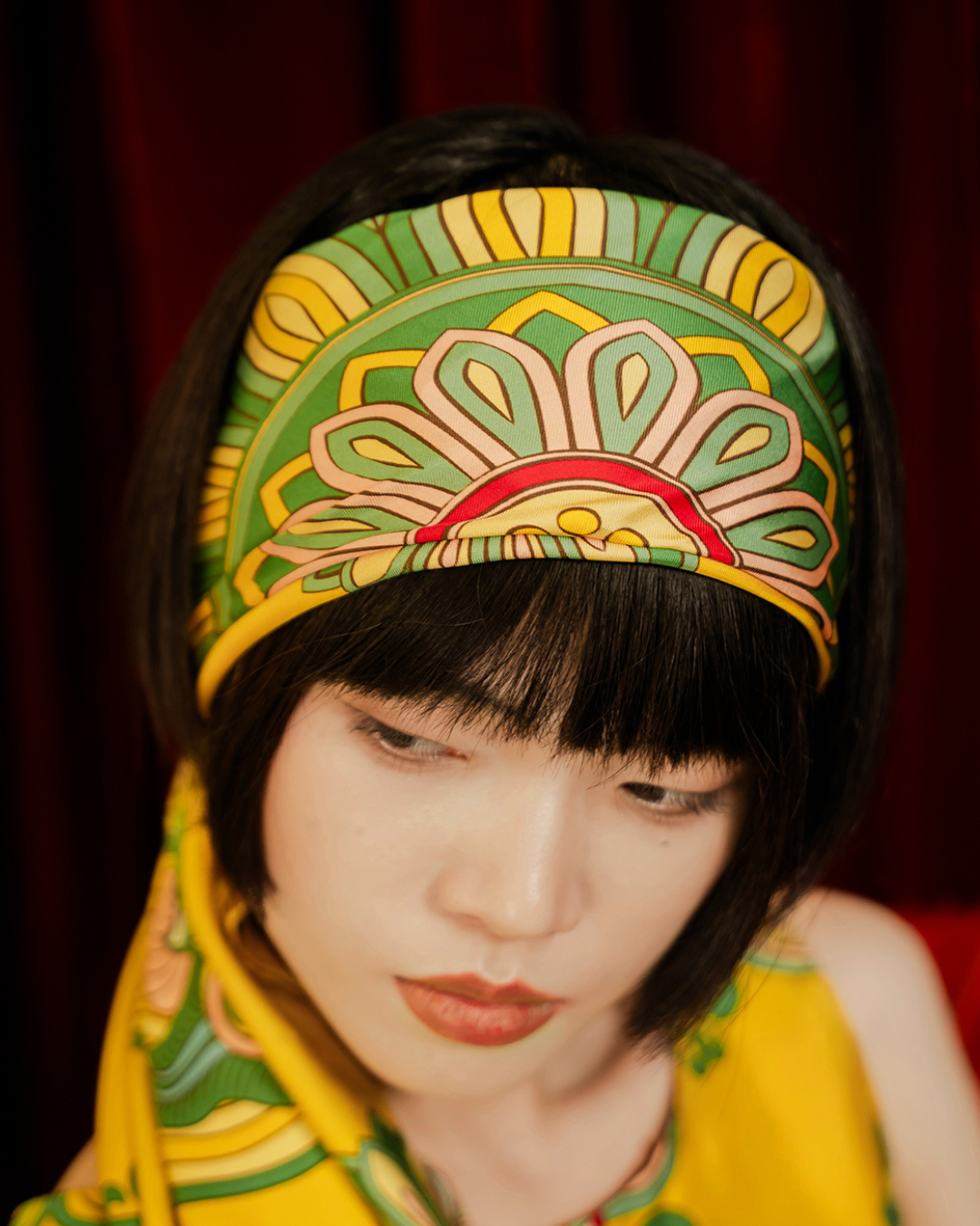 Dragon Of Grace Silk Scarf / Yellow / 110x110cm / 44x44in
